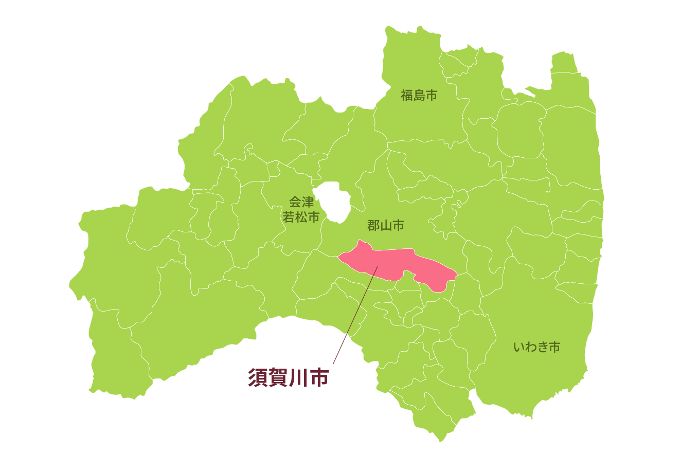 福島県の地図と須賀川市の位置