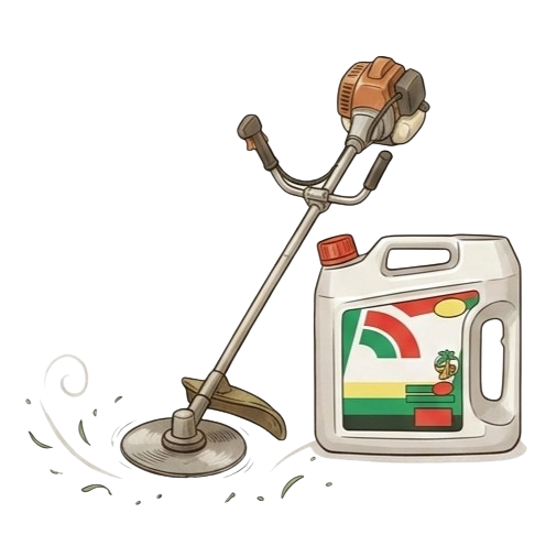 刈払機と除草剤のイラスト