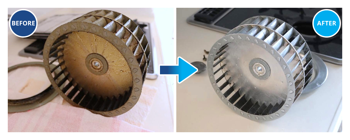 シロッコファンの掃除のビフォー・アフター