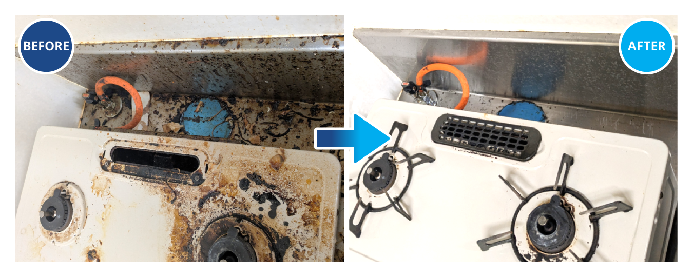 ガスコンロの掃除のビフォー・アフター