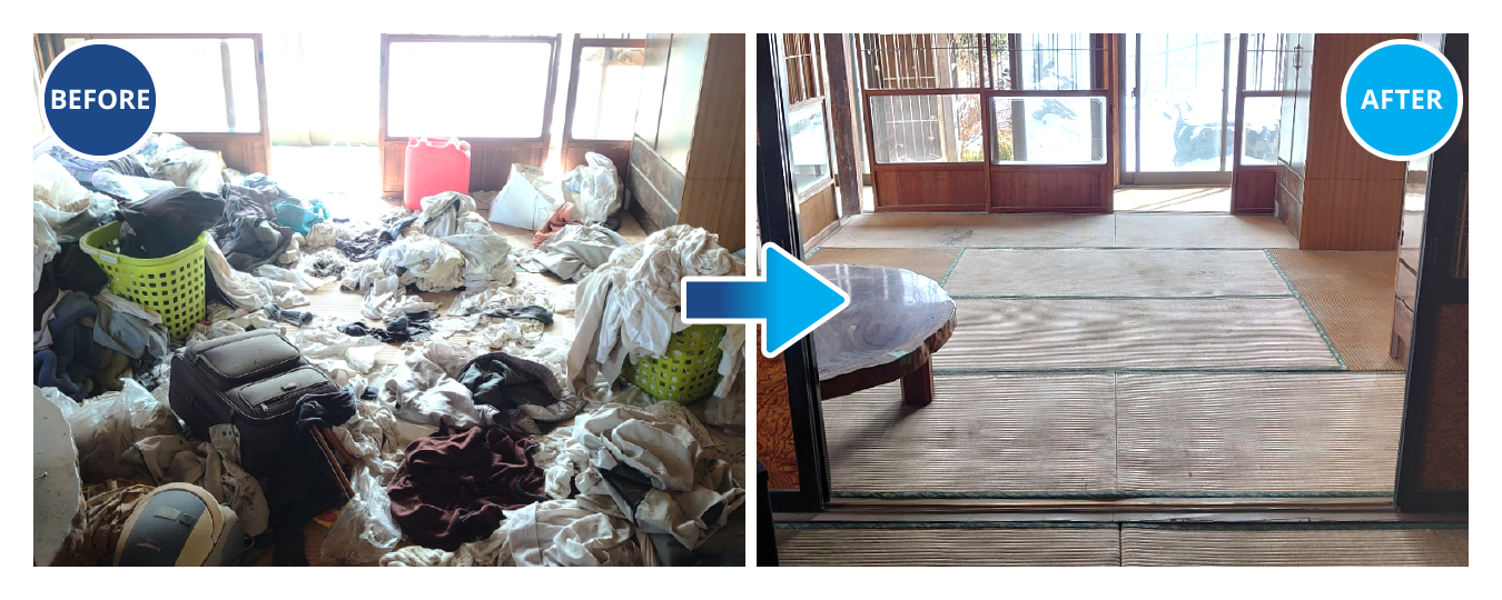 荷物が多い和室の掃除のビフォー・アフター