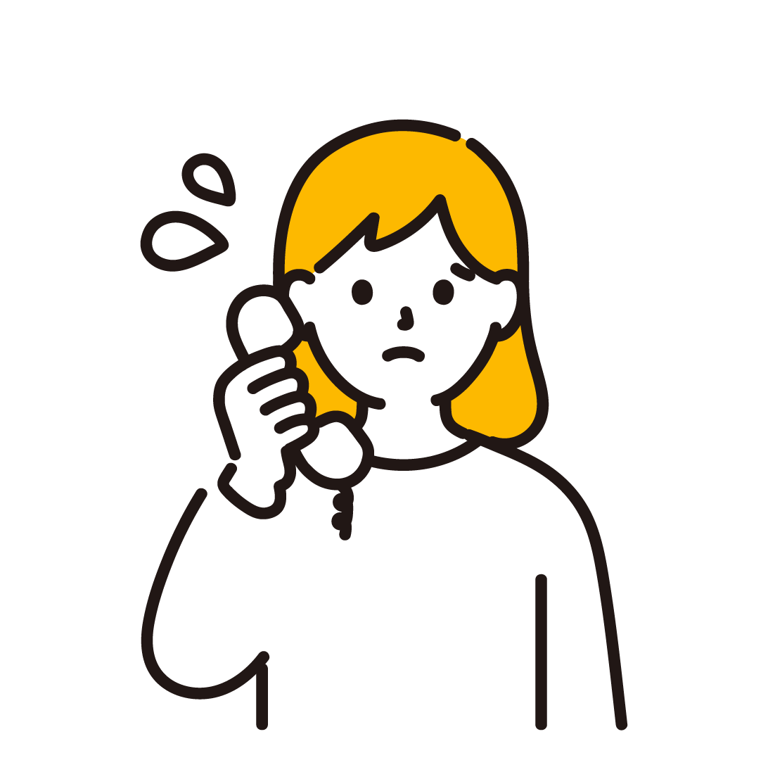 電話で困る女性のイラスト