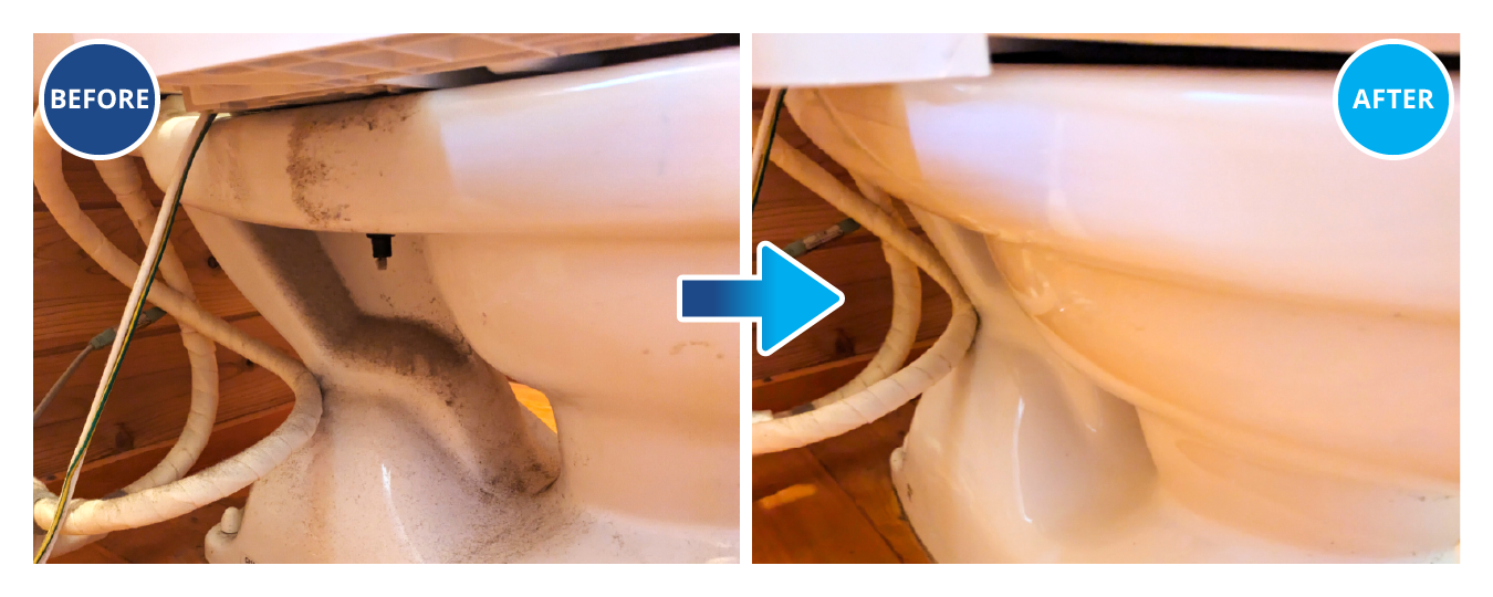 トイレの便器脇の掃除のビフォー・アフター